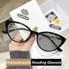 Outdoor Farbwechselnde Lesebrille Damen Herren Mode Cat-Eye Anti Blaulicht Photochrom Fernsichtbrille UV-Schutz