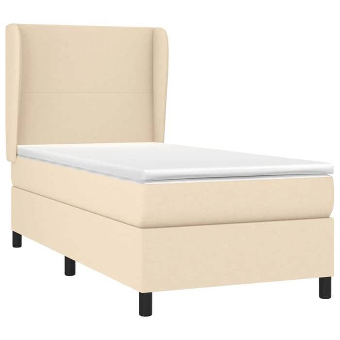 Maison Exclusive - Sommier à lattes de lit et matelas Crème 90x190 cm Tissu