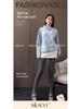 SK553 Women's Gray Slimming Fleece-Lined Stripe Pantyhose - Warm Autumn/Winter Style