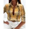 Boutique Pattern Printed Button Long Sleeve Women's Shirt Vintage Elegant Office Fashion Large Size Women's Daily Lapel Shirt