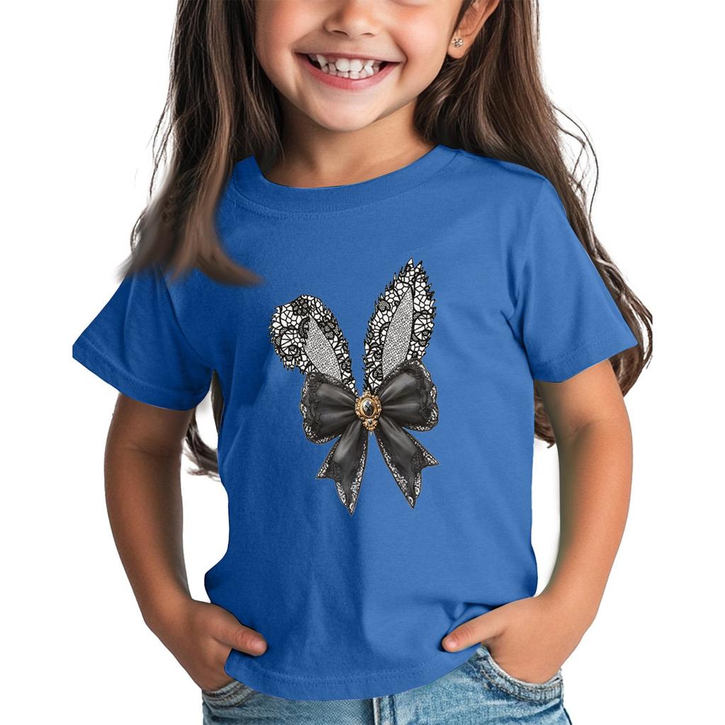 Children's Tops Boys Girls Easter Print Short-sleeved T-shirt Tops Bottoming Shirt