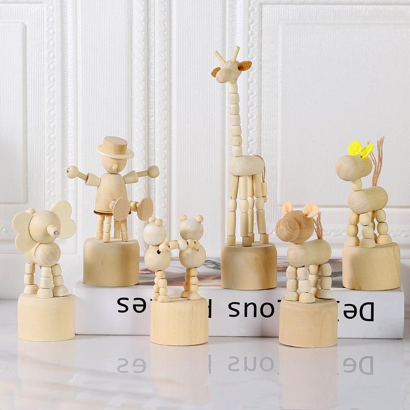 Handmade Wooden Articulated Puppet Ornament - DIY Craft Gift for Desktop Decoration