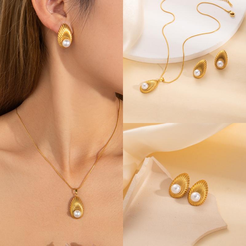 Fashion Stainless Steel Pearl Earrings For Women Geometric Irregular Metal Stud Earring Trendy Jewelry Gift