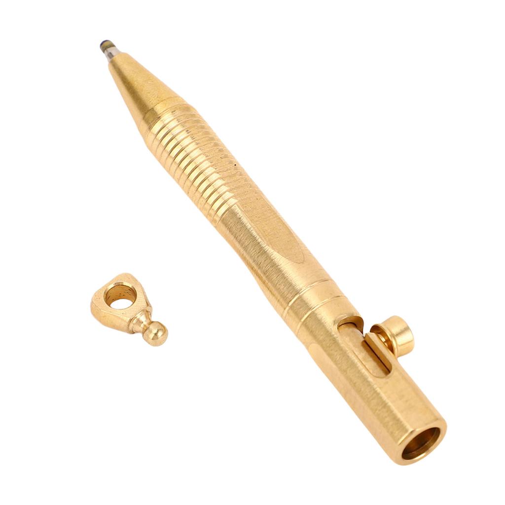 Quick Release Ballpoint Pen Brass Compact Pen with Detachable Keychain On Top for Working Traveling Writing