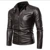 Fashionable Youth Stand Collar Casual Side Seam Pocket Straight Hem Zipper Leather Jacket