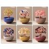 Colorful  Stone Wealth Tree Colorful Tea Bowl Base Home Desk Living Room  Decoration