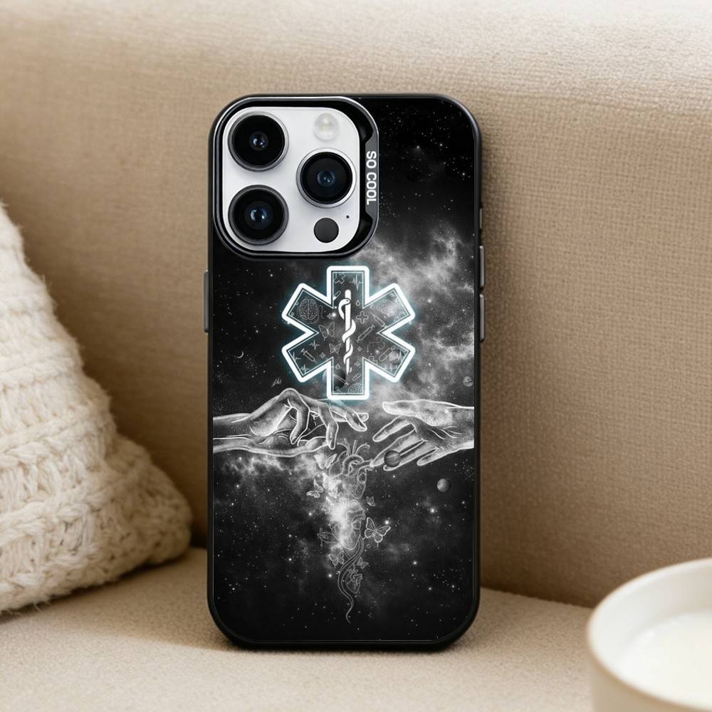 EMT EMS Ambulance  Phone Case For iPhone17, 16,15,14,13,12 Pro Max Black Candy Matte Shockproof Cover