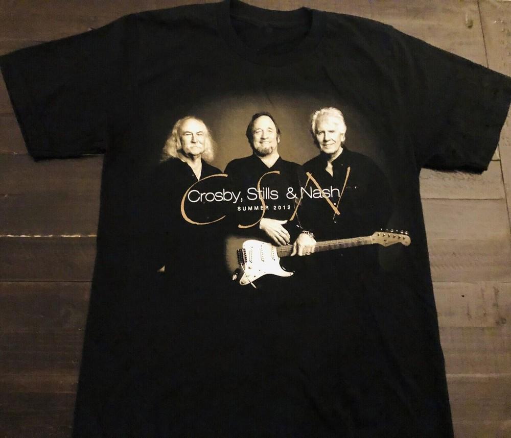 CSNY Кросби, Стиллс, Нэш и Янг Тур Лето 2012 Черная Футболка Все Размеры AG552 Унисекс XL