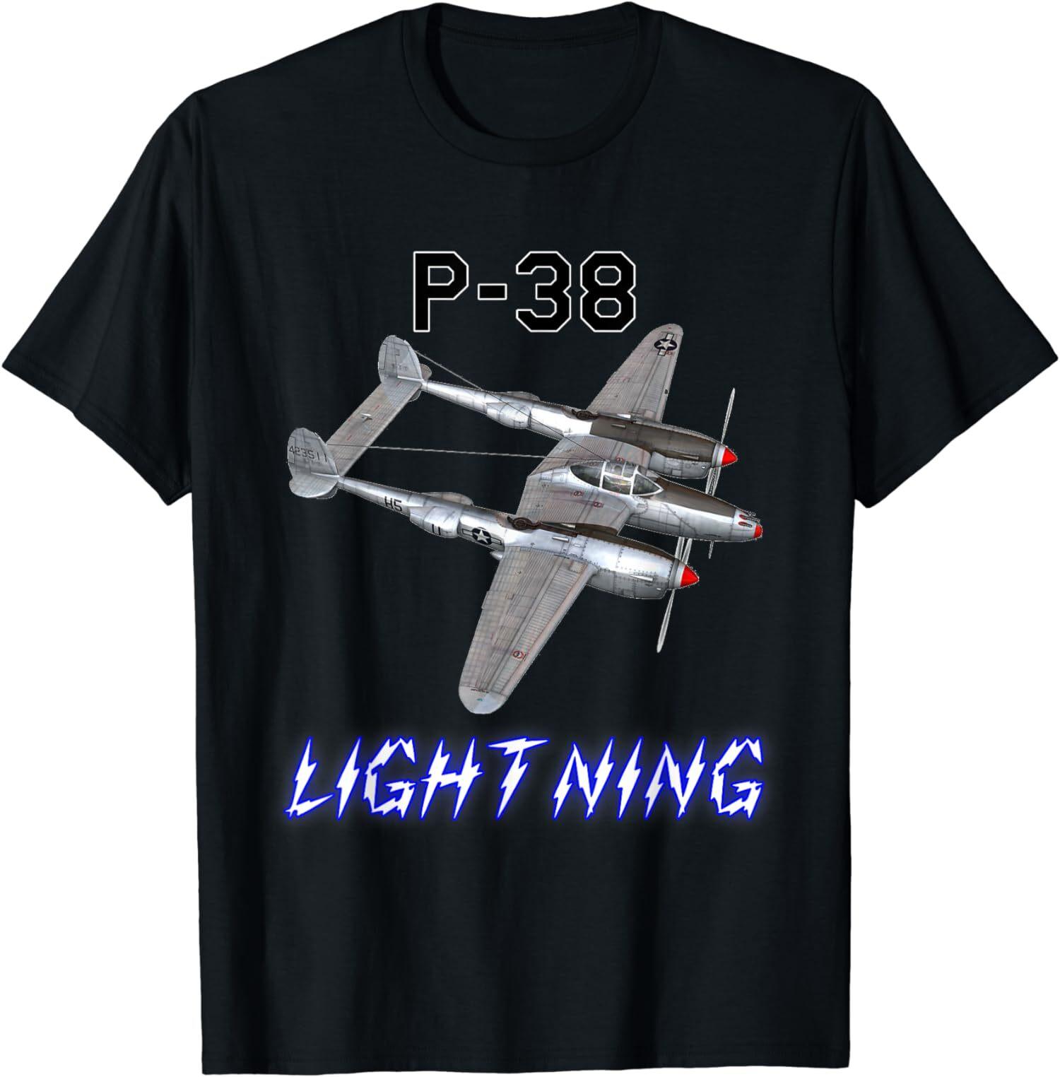 NEW LIMITED P-38 Lightning USAF Warbird WW2 Plane Gifts Tee T-Shirt L