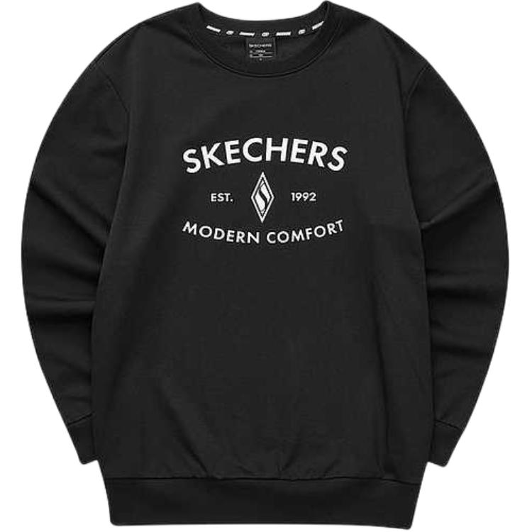 Skechers Yazan Series Round Neck Pullover Letter Long Sleeve Sweatshirt Unisex sweatshirt Carbon-Black L323U174-0018 S