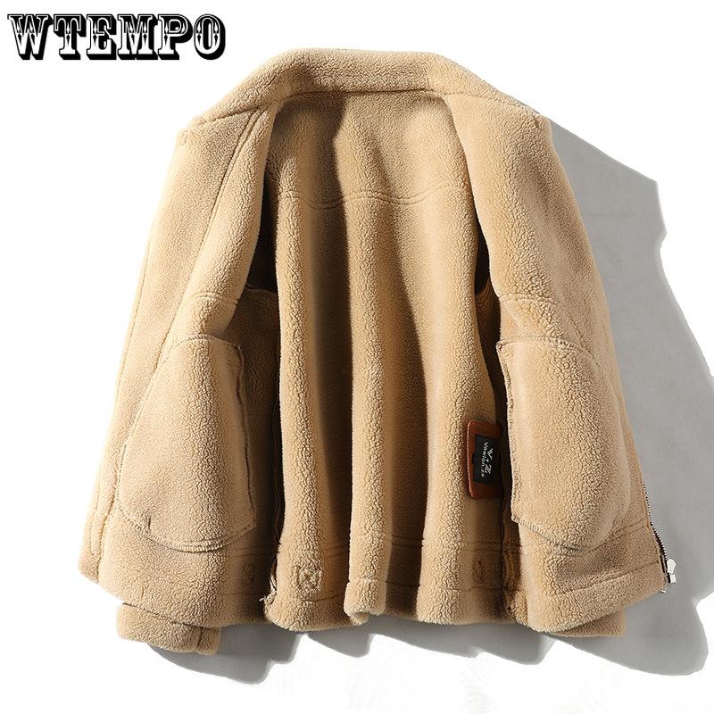 Winter Men's Fur One Padded Thickened Lapel Large Size Leather Coat Jacket