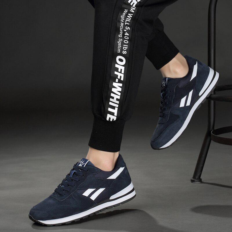 Men Genuine Leather Sneakers Breathable Casual Shoes Non-slip Outdoor Walking Shoe Light Lace-up