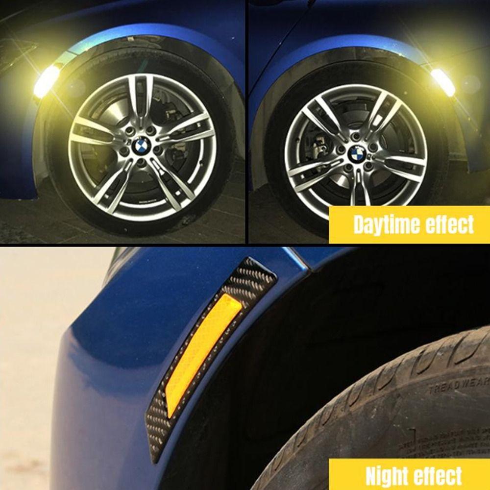 2Pcs High Brightness Reflective Wheel Arch Stickers Safety Warning Decal Car Exterior Protection