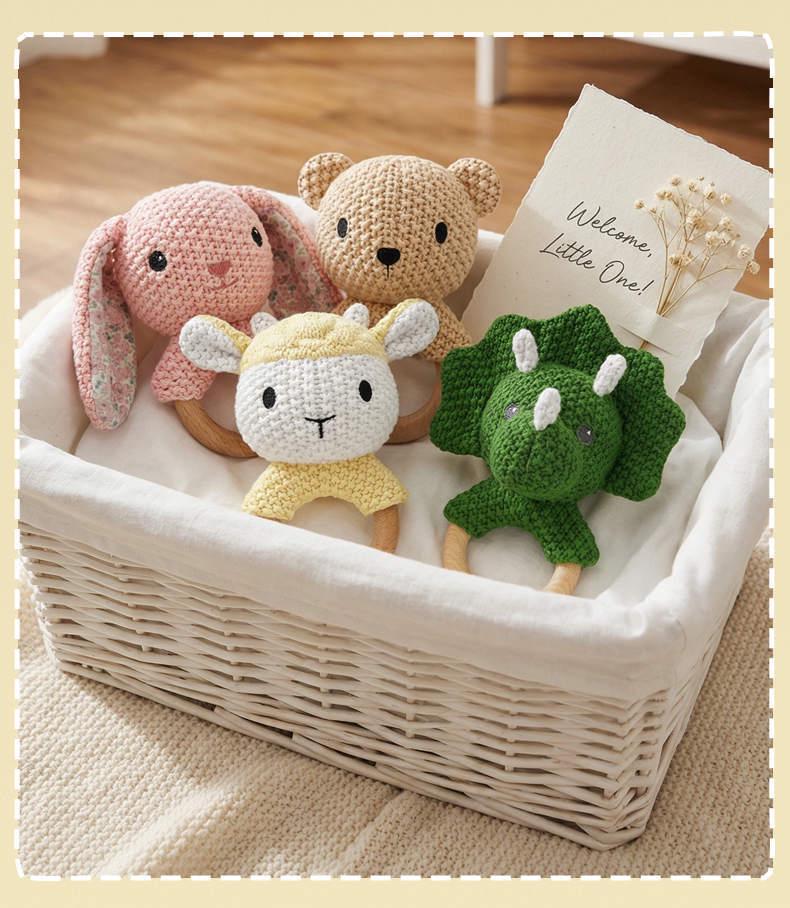 Knitted Cross-Stitch Plush Animal Doll - Cute Rabbit & Bear Companion