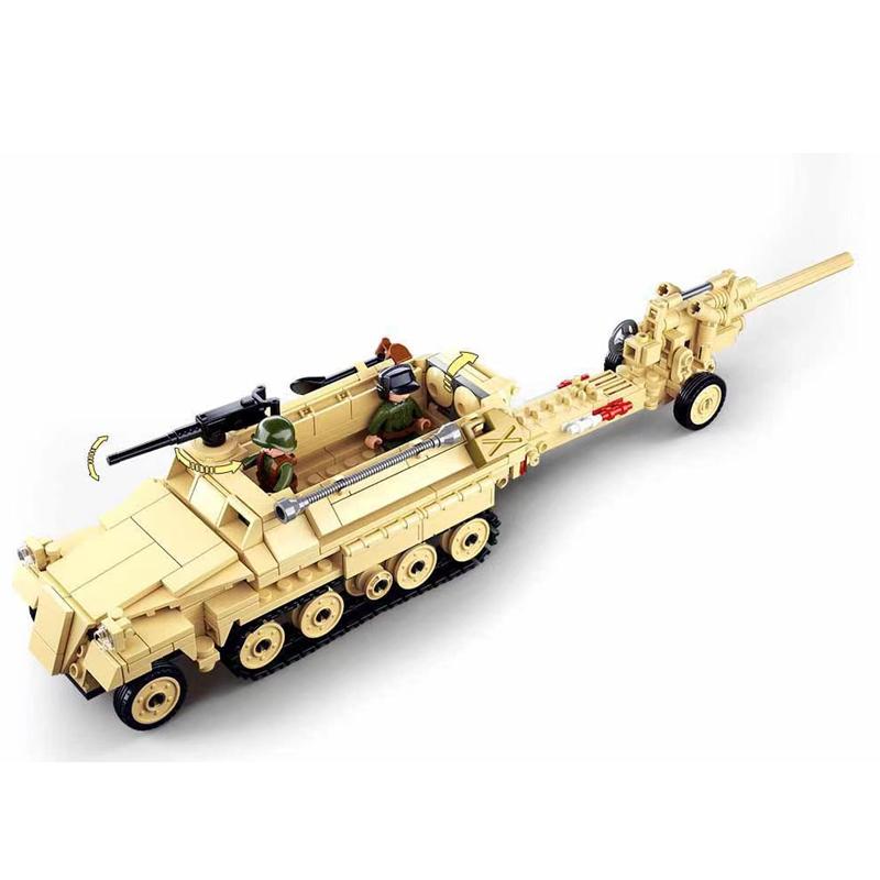 WW2 German Military Half-Track Cannon Tank Building Blocks Set World War II Soldier Figures Bricks Classic Model Kids Toys Boys
