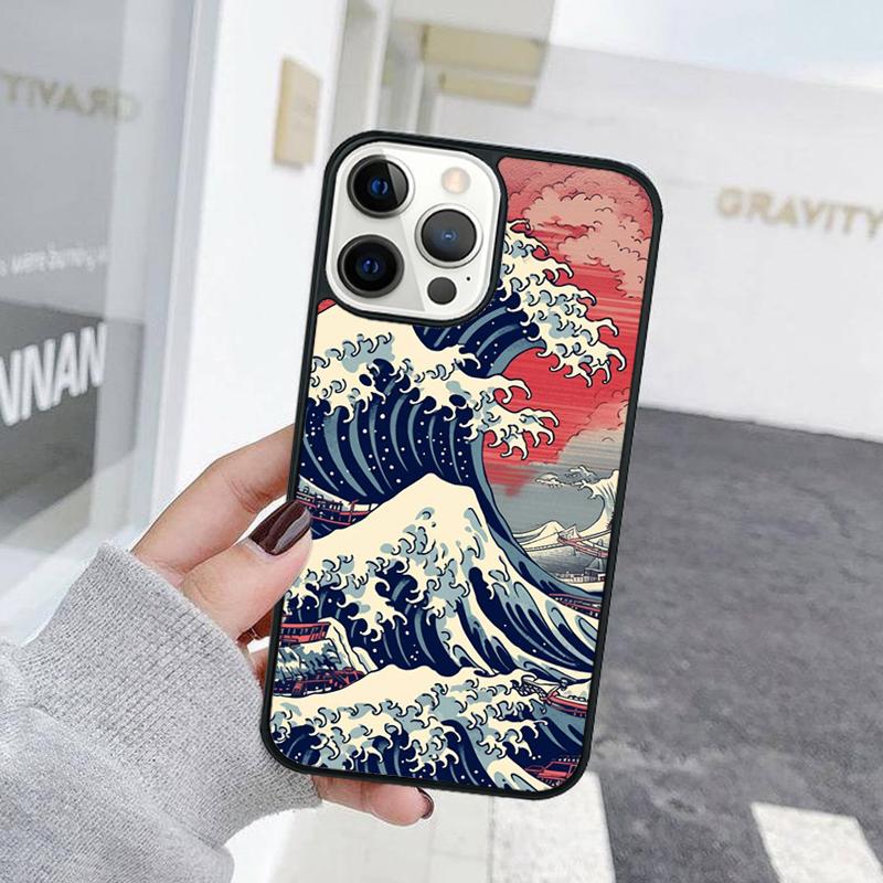 Carp Waves Crane and Brocade Phone Case For iPhone 17 Air 15 16 Cover  11 13 14 Pro Max 12 Plus Max Fundas