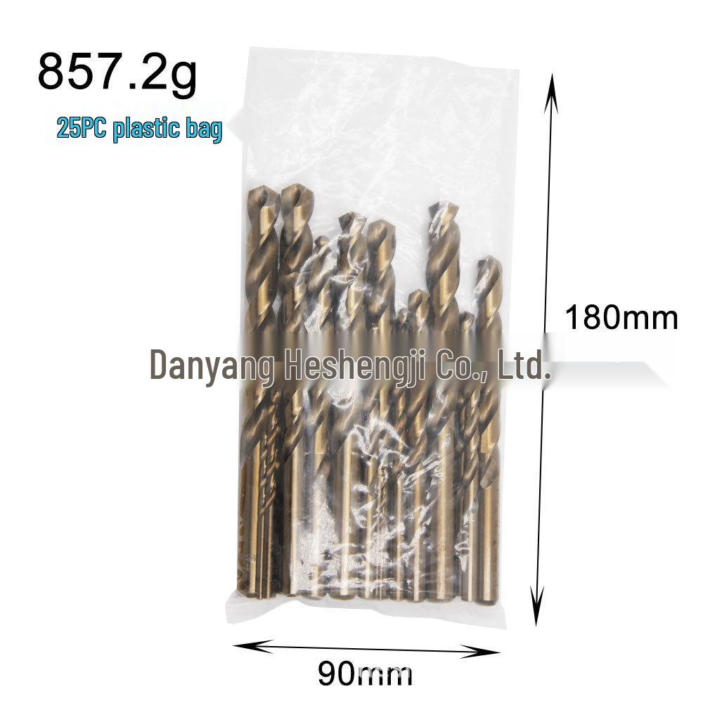 M35 Cobalt High-Speed Steel Yellow Twist Drill Bit Set for Stainless Steel - Fully Ground, Straight Shank.