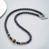 Natural Tiger Eye Stone Beads Choker Necklace for Men Men  Accessories Stainless Steel Black Neck Chain Collar Necklace