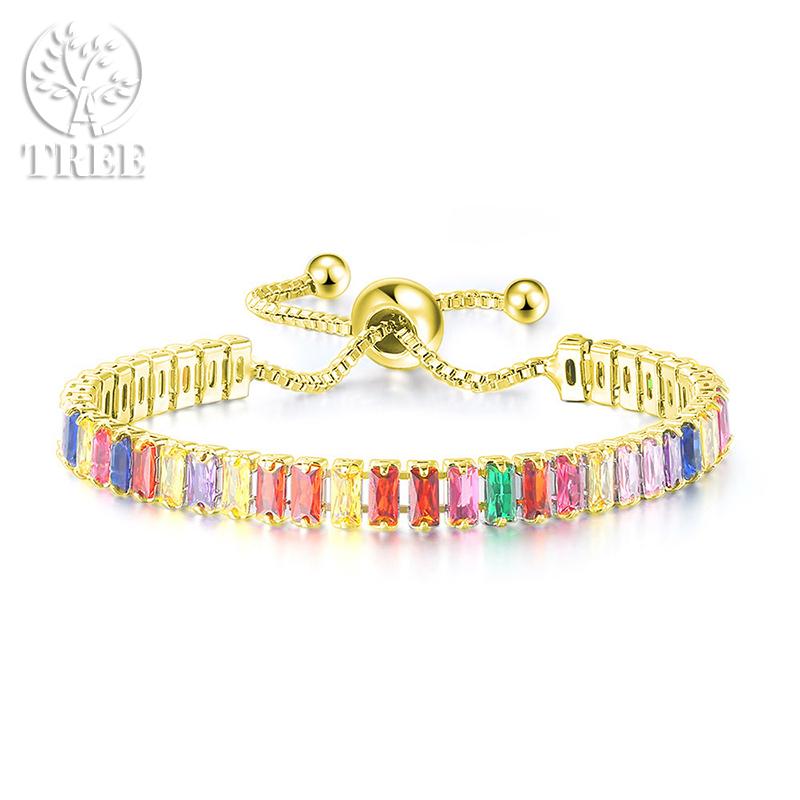 Edele 925 Sterling Zilveren Armband Ketting Luxe Kleur Kristal Hand Sieraden Voor Vrouwen Charme Bruiloft Cadeau Feest 18cm