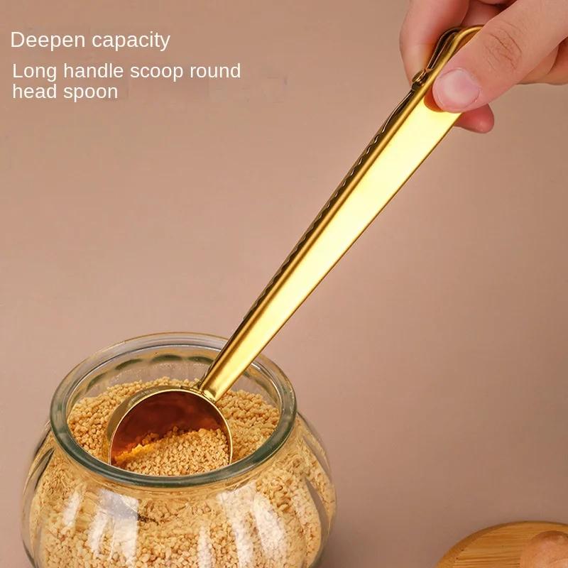 Coffe Spoon Drinkware Teas Set Stainless Steel Spoons Sealing Clamp Tableware Coffeeware Teaware Kitchen Snack Bag Bar Dining