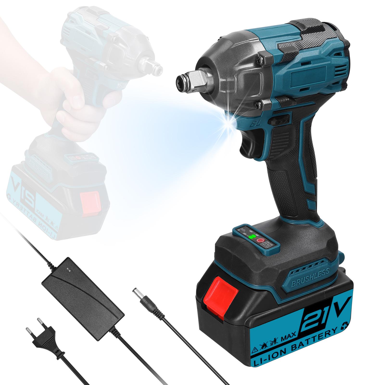 

Бытовой электрический ключ 21 В с бесщеточным двигателем и высоким крутящим моментом. Практическое установочное устройство. 1pcs battery EU Plug разноцветный