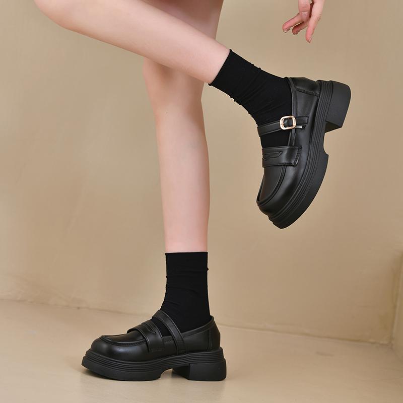 British Style Shoes Woman  Oxfords Shallow Mouth Round Toe Clogs Platform Casual Female Sneakers Loafers With Fur Flats Prep