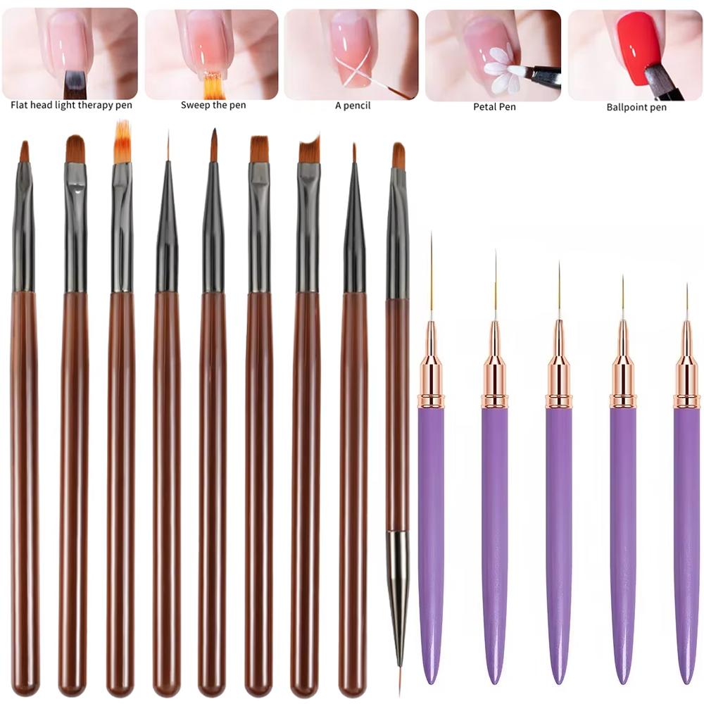 UV Gel Pen Set Nail Brush Set DIY Nail Brush Acrylic Painting Brush Eyeliner for Nail Design Nail Tip Display Painting Tools