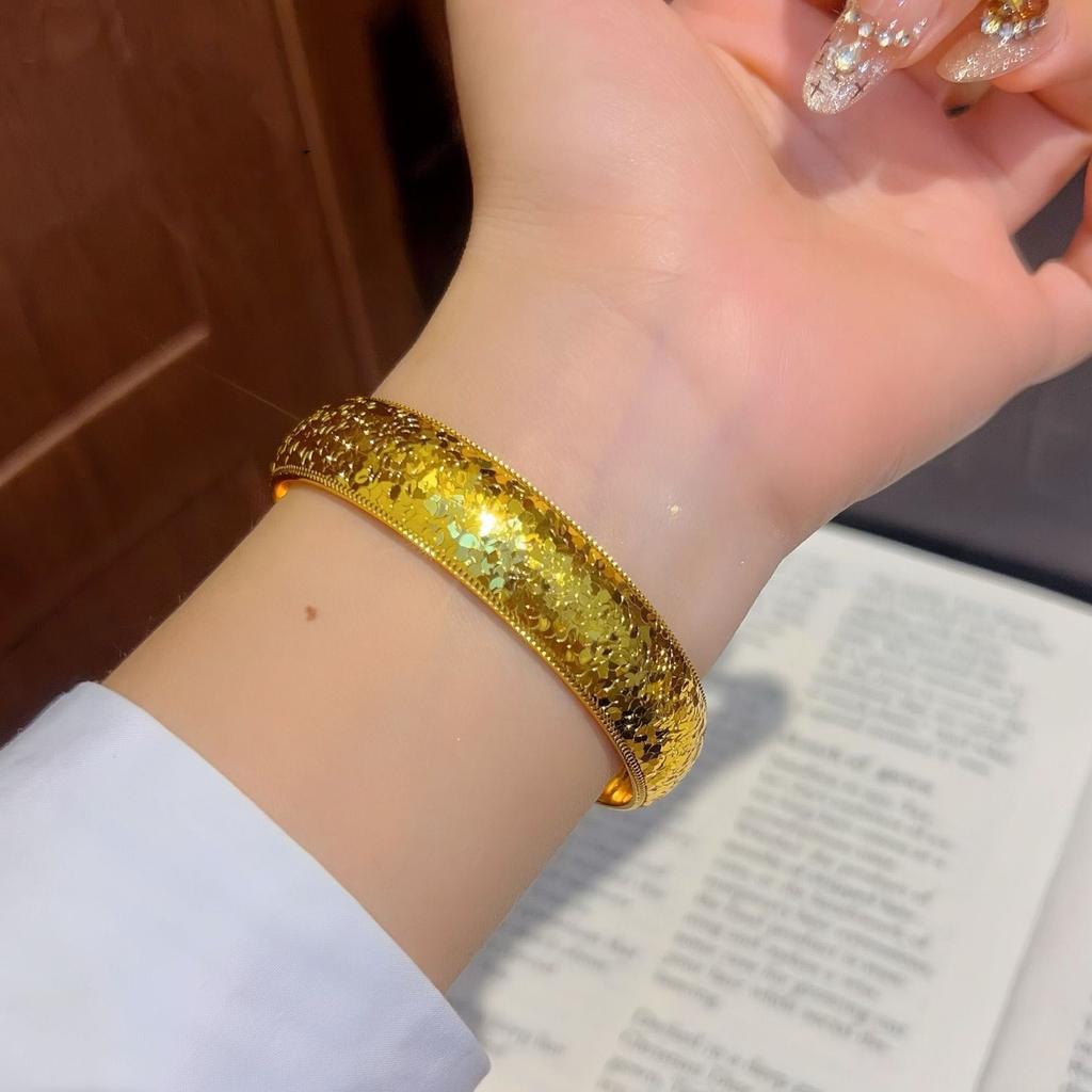 Pulseira Explosiva de Gelo Triturado com Abertura Larga para Pneus para Mulheres, Acessórios de Pulseira de Luxo Leve e de Alta Qualidade