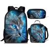 Classico Popolare Classico Novità Divertente Gatto Stampa 3D 3pz/Set studente Zaini Scolastici Zaino per Laptop Zaino giornaliero Zaino per Pranzo Astuccio