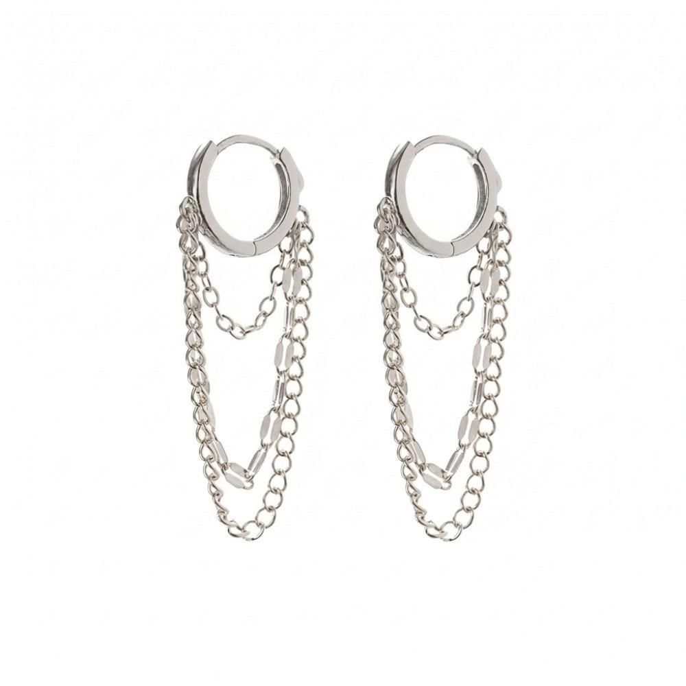 Hypoallergenic Chain Earrings Tassel Dangle Drop Earrings Fashion Hoop Earrings  Daily Wear серебряный