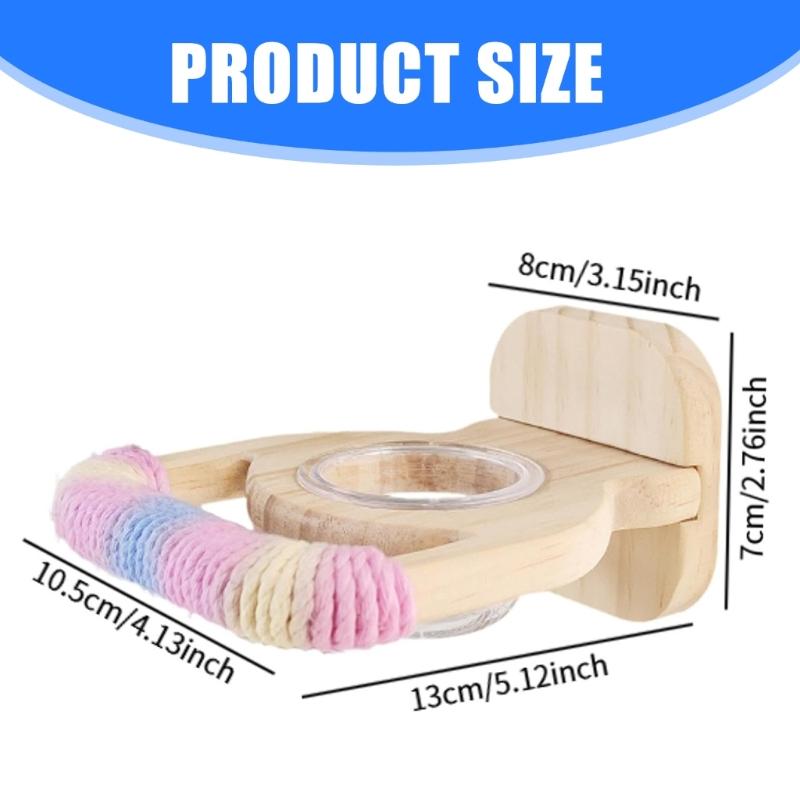 Natural Wood Parrot Stand Multifunctional Feeding Accessory Includes Feeding Bowl For Conures Lovebirds Finches