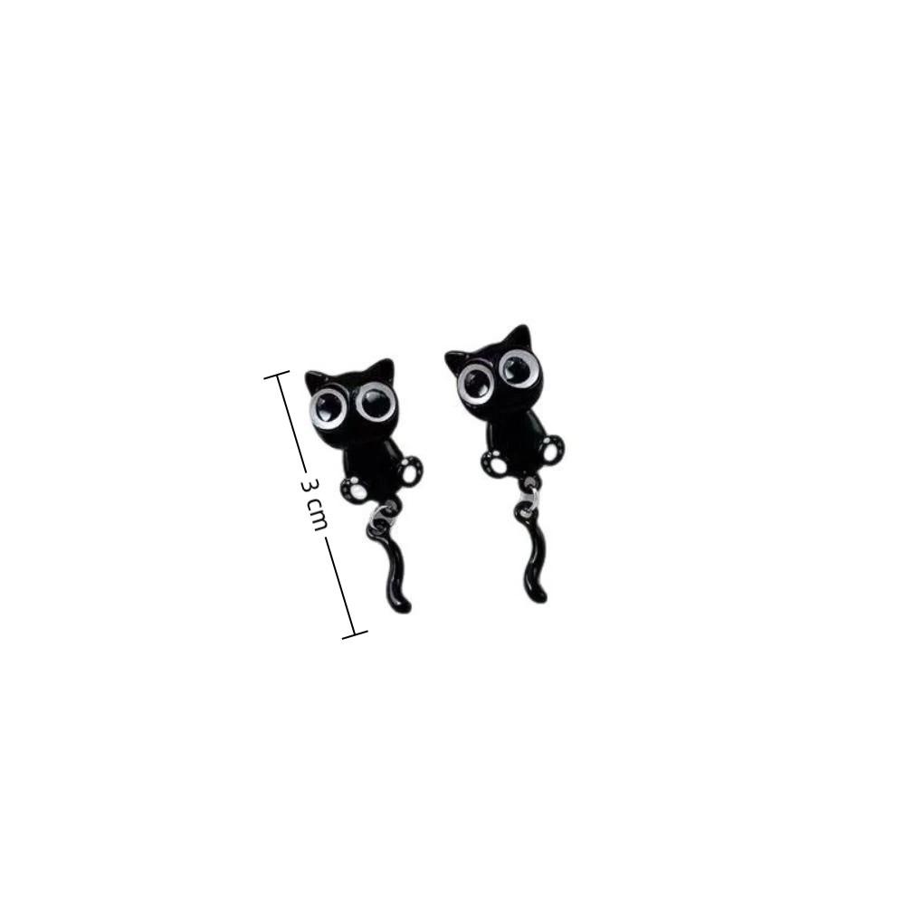 Sweet Black Cat Drop Earrings Alloy Light Luxury Earrings Black Kitten Earrings  For Girl Women