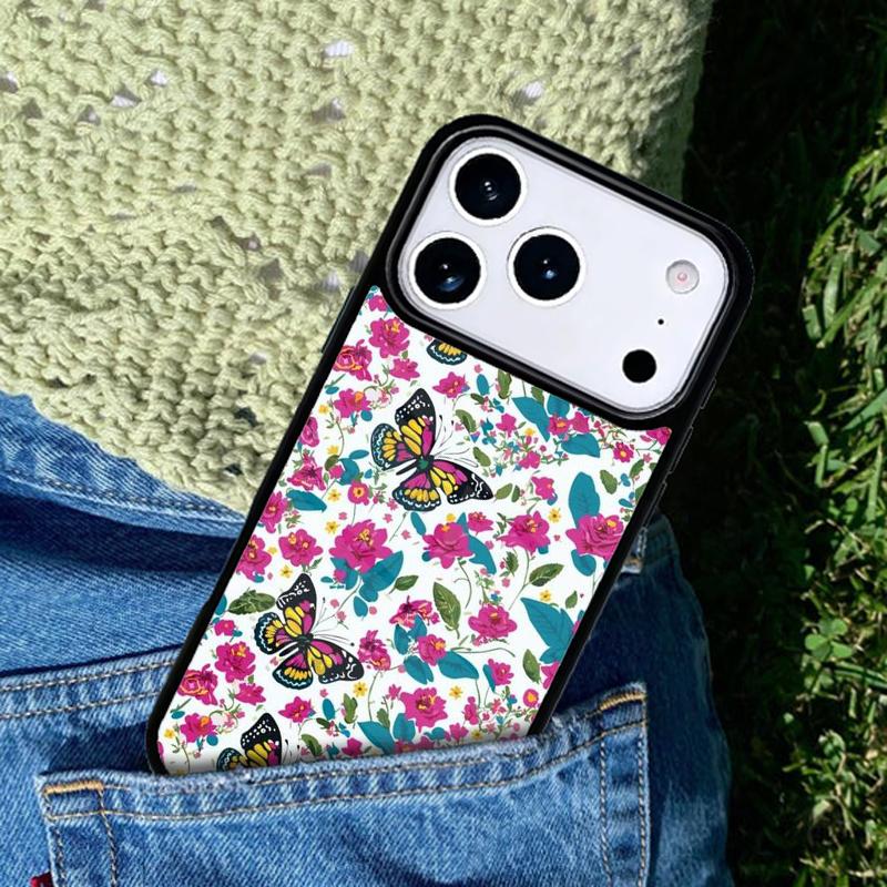 Monarch Butterfly and Flower mobile phone case Compatible with IPhone 17 16 15 14 13 12 11Pro Max 17 Air cover