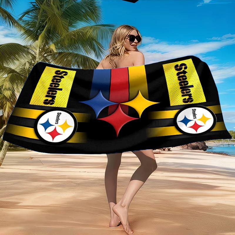 Asciugamano da Spiaggia Pittsburgh Steelers, Asciugatura Rapida, Facile da Curare, Adatto Sia per il Fitness che per le Vacanze al Mare, Essenziale Sportivo