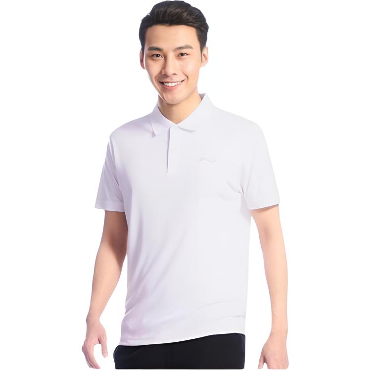 Li Ning Sports Lifestyle Series Simple Comfortable Breathable Outdoor Short Sleeve Polo Shirt Men Polo Shirts Standard-White APLU861-1