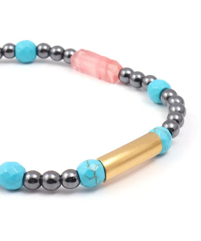 Turkish Blue & Pink Stick Mix Bracelet (PLT-BR-072_PK)
