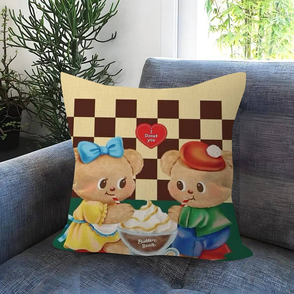 Cute Cartoon B-Butterbear Pillowcase Toon Gift Cushion Cover Bedroom Home Sofa Chair Seat Decor Pillow Case