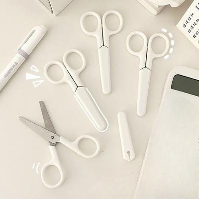 Schere Tragbares Papier schneidendes Messer Weiß Handgefertigt Kleine Schere Büro Set mit Hülle Sicher Künstlerische Kleine Schere