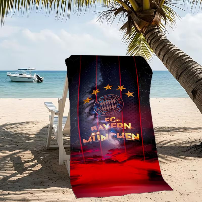 Beach Towel with FC Bayern München logo Pattern - soft,absorbent,machine washable Lightweight&Modern,swimming,Travel Essentials