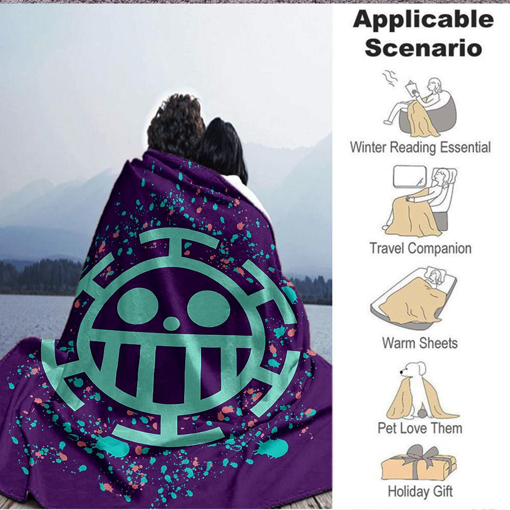 1pc ONE PIECE Flannel Throw Blanket HD Printed Lightweight Soft Warm All Season Blanket for Sofa, Bed, Travel, Camping Machine Washable