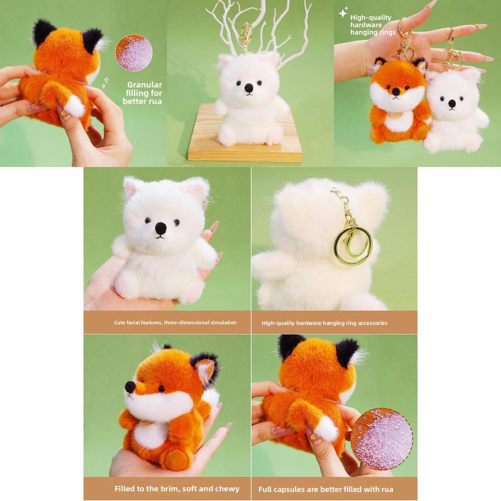 Cute Animal Fox Doll With Polyester Filling For Kids Backpack Accessory