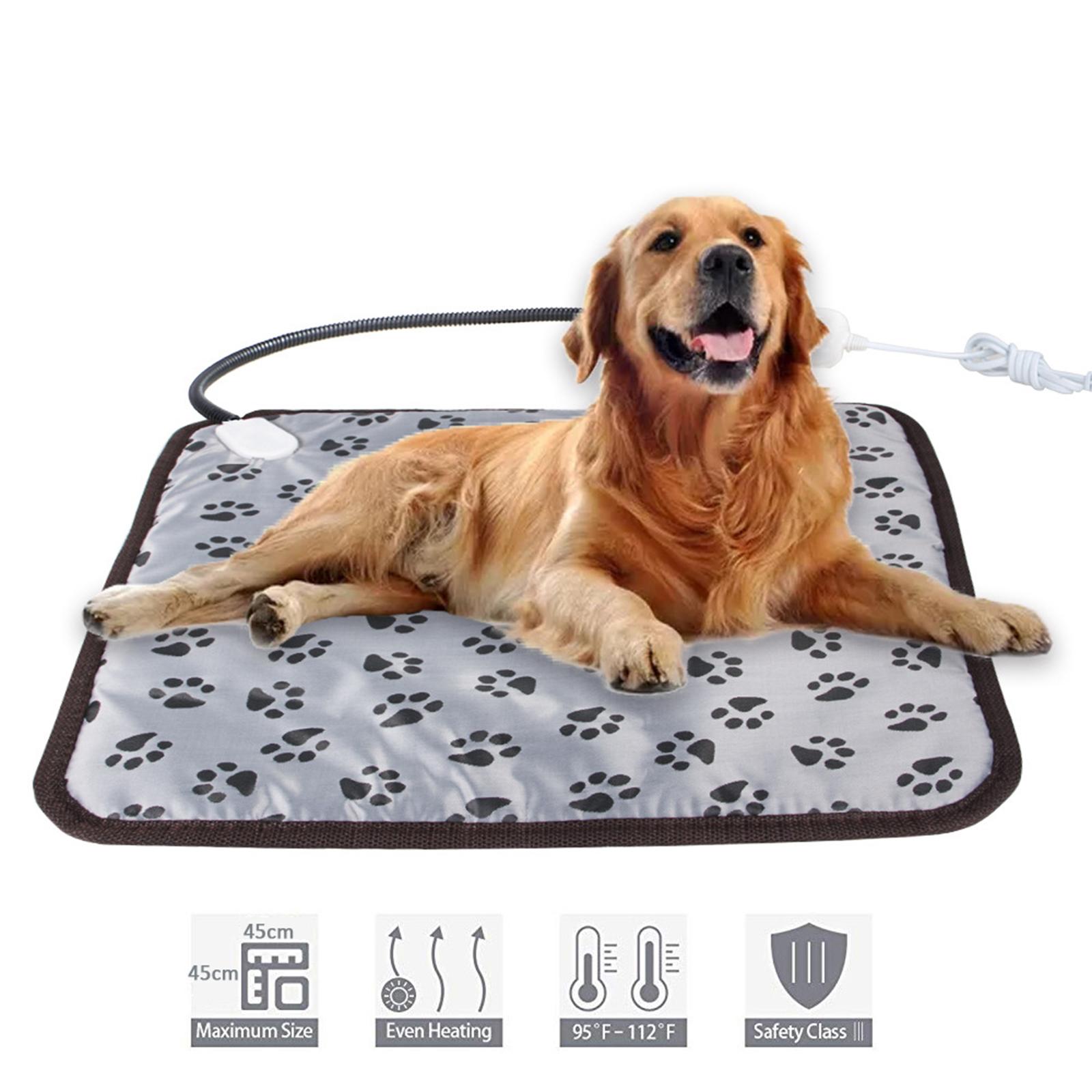 

Pet Dog Cat Heating Pad 45*45cm Grey Rose Footprint Patterns 110V US 220V EU 20W 95-112°F Waterproof PU Oxford Cloth Indoor