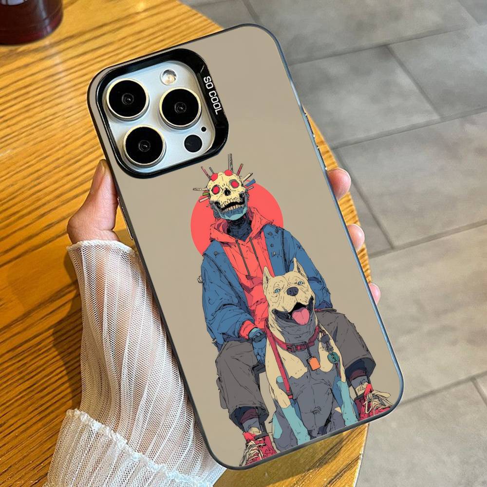Colorful Aesthetic Dog Phone Case For iPhone 16 17 15 14 12 13 Pro Max Black Color Shockproof Cover