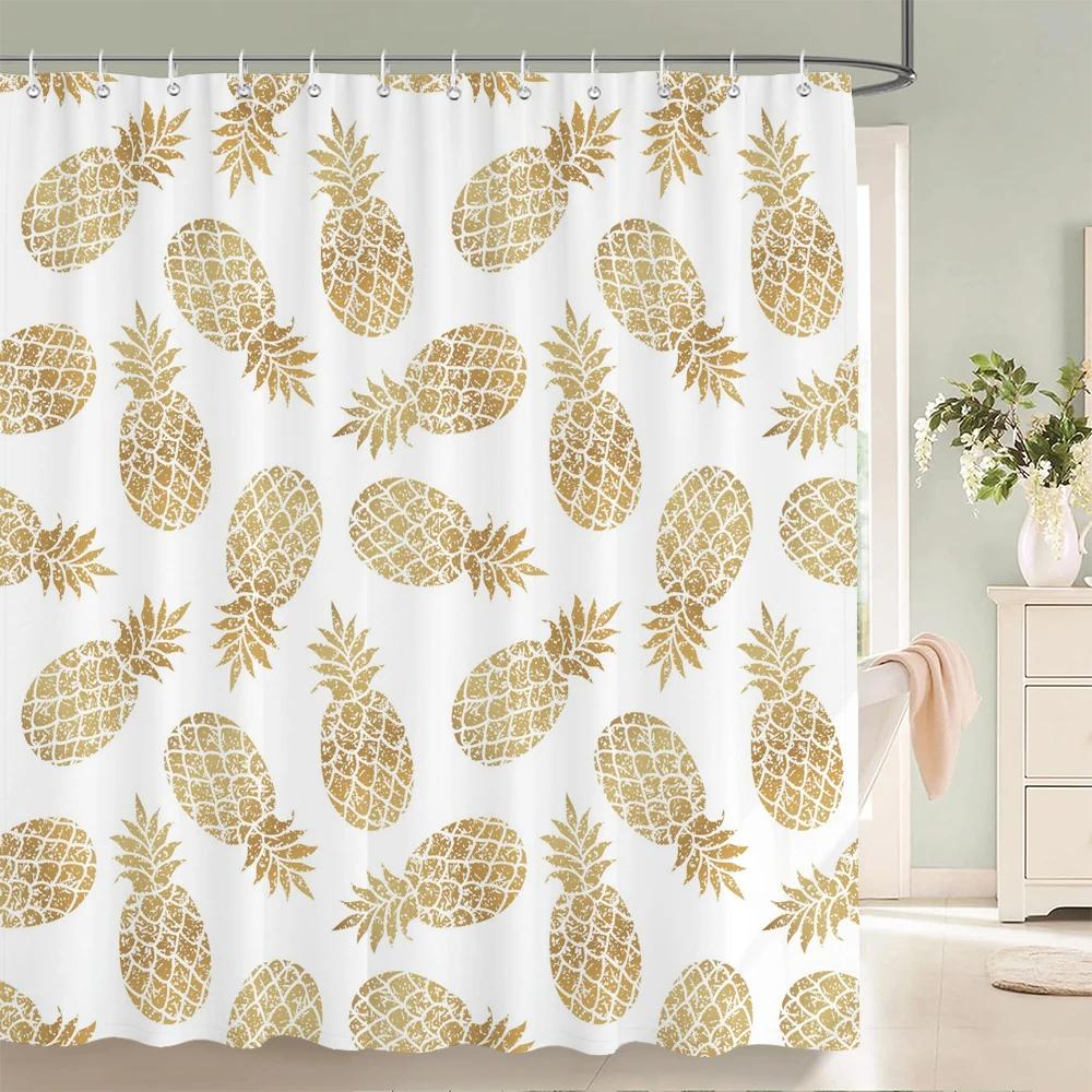 Tropical Plant Leaves Shower Curtain Nordic Minimalist Floral Bath Curtain Waterproof Fabric 3D Bathroom Curtains With Hooks