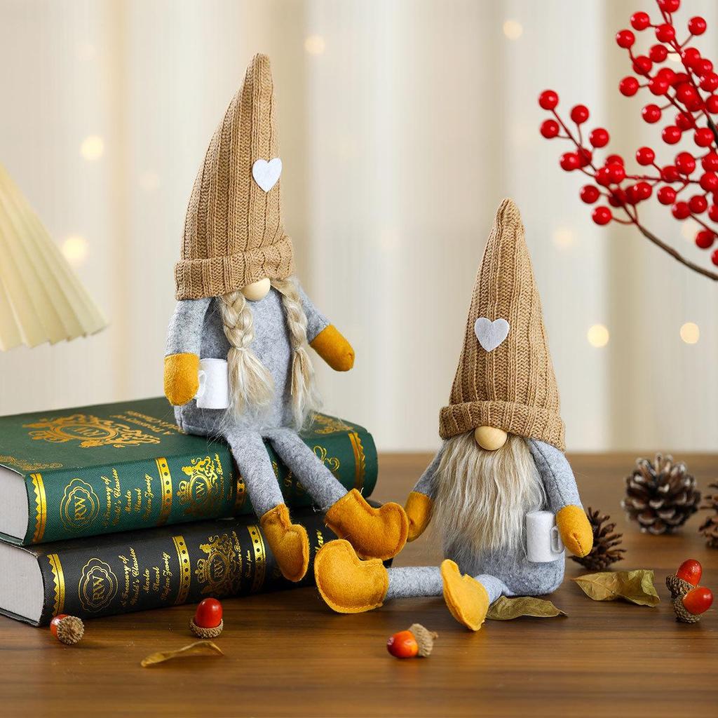 Faceless Knitted Doll with Hanging Legs - Christmas Ornament for Home Decor