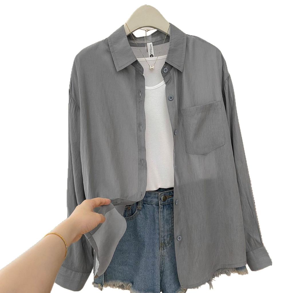 New Korean Simple and Breathable Design Slightly Transparent Shirt, Light and Loose Casual Lazy Style Shirt In Summer