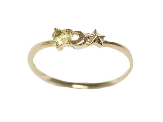 

Кольцо K10 Сердце Перидот Звездное небо Размер 13 [Конфета], золотой