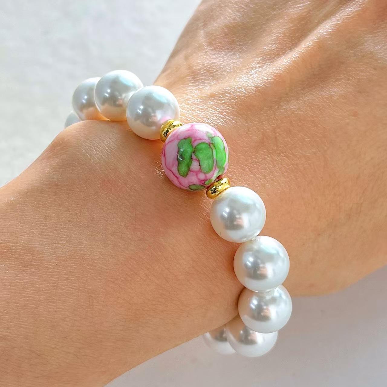 Retro 10Mm Bead Artificial Glazed Bead Design Sense Bracelet Bracelet