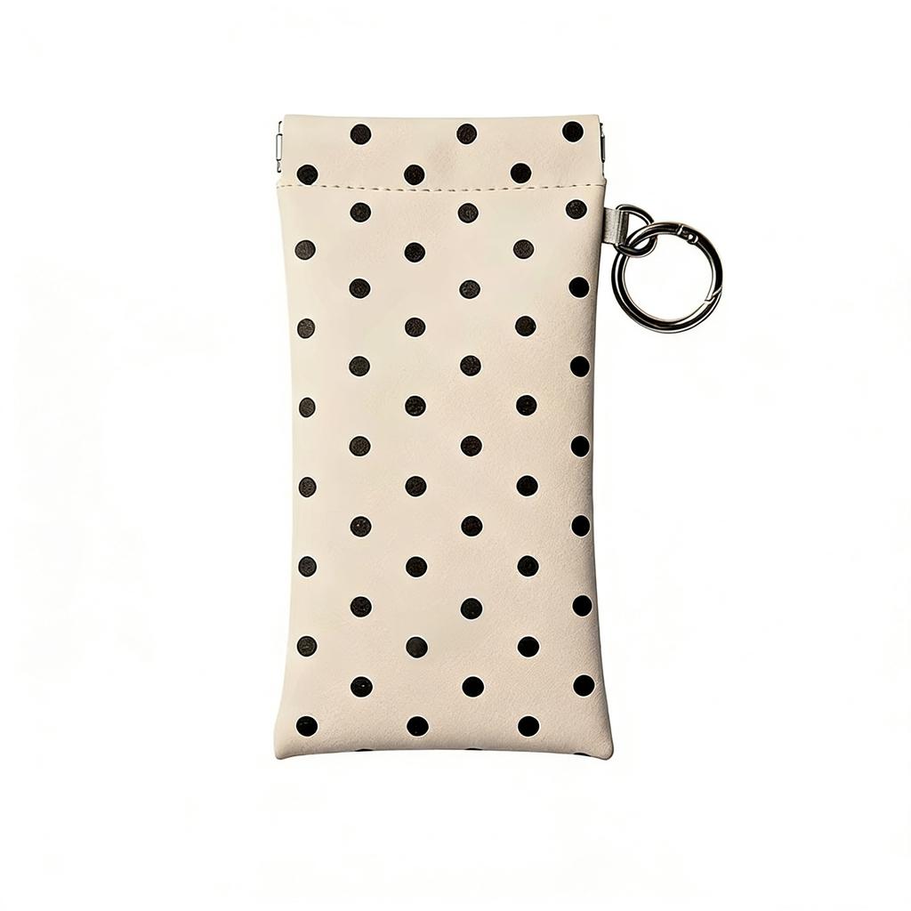 1pc Polka Dot Eyeglass Pouch with Keychain Portable Scratch-Resistant Soft Glasses Case Storage Bag for Women Daily Use Travel
