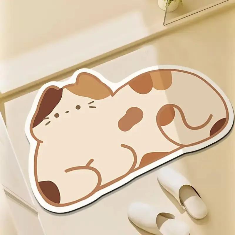 

Diatom Mud Bathroom Toilet Absorbent Floor Mat Toilet Door Floor Mat Household Non-Slip Cute Cartoon Carpet Mat 40X60cm 15.7X23.6in